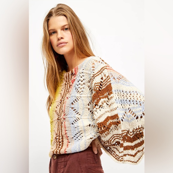 Free People Tops - Free People Coral Reef Knit Pullover Oversized size XS